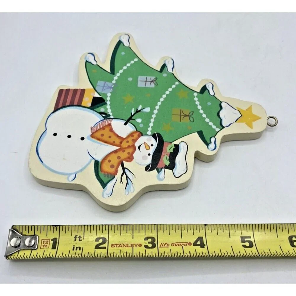 Lot of 3 Christmas Holiday Winter Wooden Decor Hanging Signs 7-10 